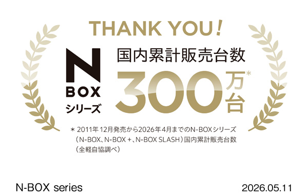 N-BOXシリーズ国内累計販売台数300万台