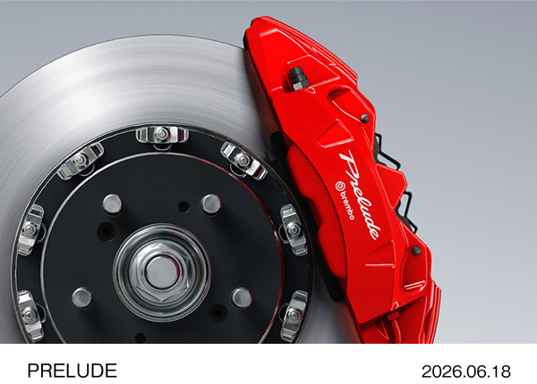 Brembo社製フロントアルミ対向 4ポットキャリパー （レッド/PRELUDEロゴ入り）