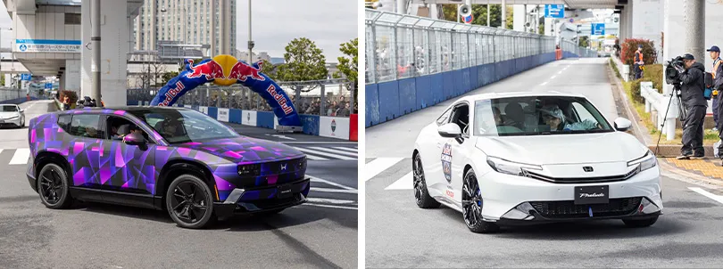 F1ドライバーが「Honda 0 SUV」 プロトタイプ（左）と「PRELUDE」 プロトタイプ（右）でパレードラン