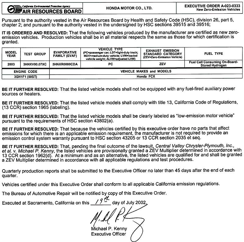 ＦＣＸ ＣＡＲＢ 認可証