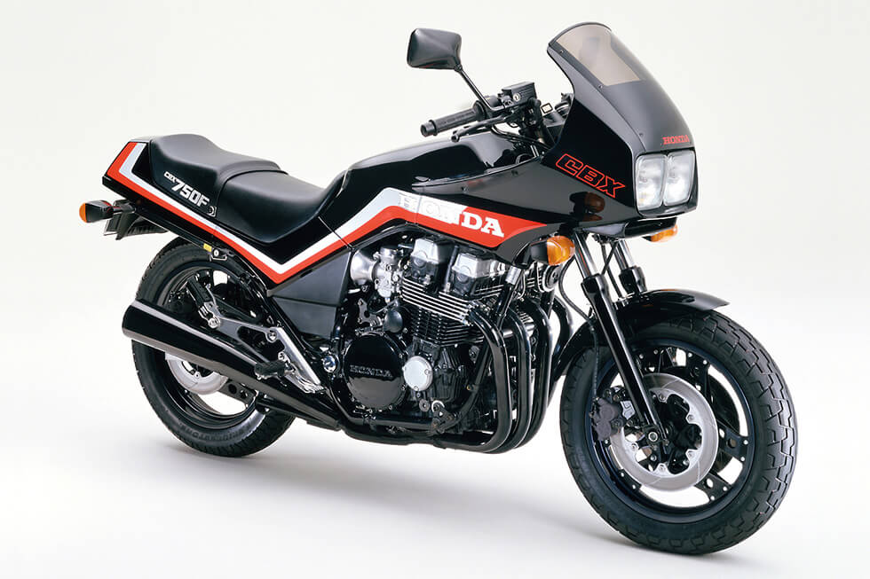 December 1983 CBX750F (Japanese model) Powered by an air-cooled, 4-stroke, 4-valve, in-line 4-cylinder DOHC engine