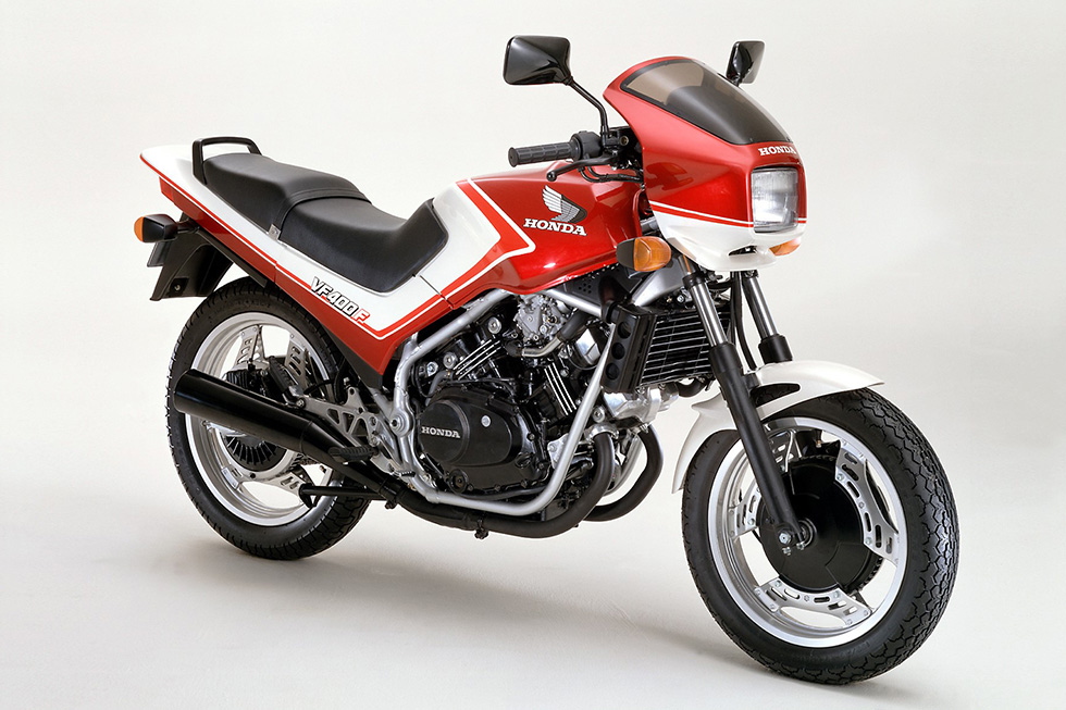 1982 VF400F Water-cooled, 4-stroke, DOHC, 4-valve, V4 engine