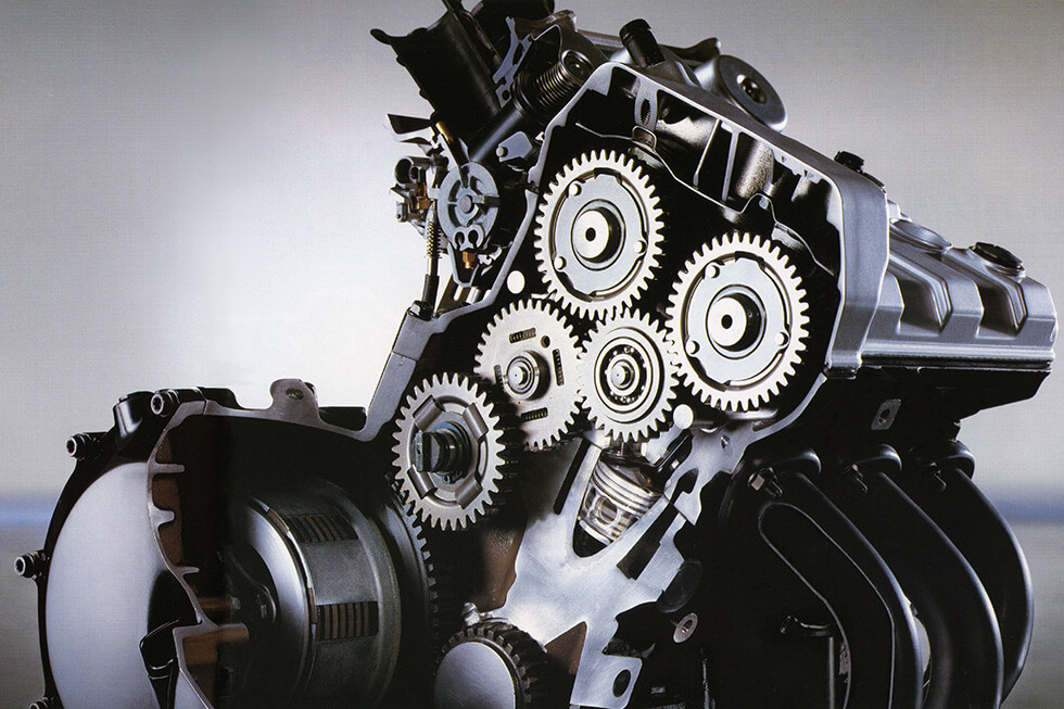 4-cylinder engine with cam gear train that was considered a precision machine