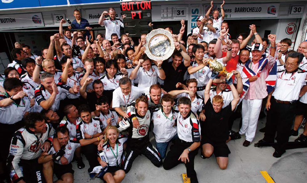 Jenson Button wins Round 13, Hungary (August 2006), giving Honda its first victory as a factory team since 1967.