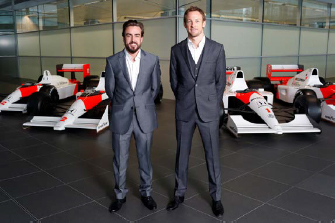 2015 drivers Fernando Alonso (left) and Jenson Button (right)