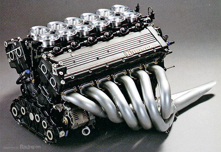 RA121E engine developed since 1989. New technologies such as a variable intake system were introduced since the Belgium round.