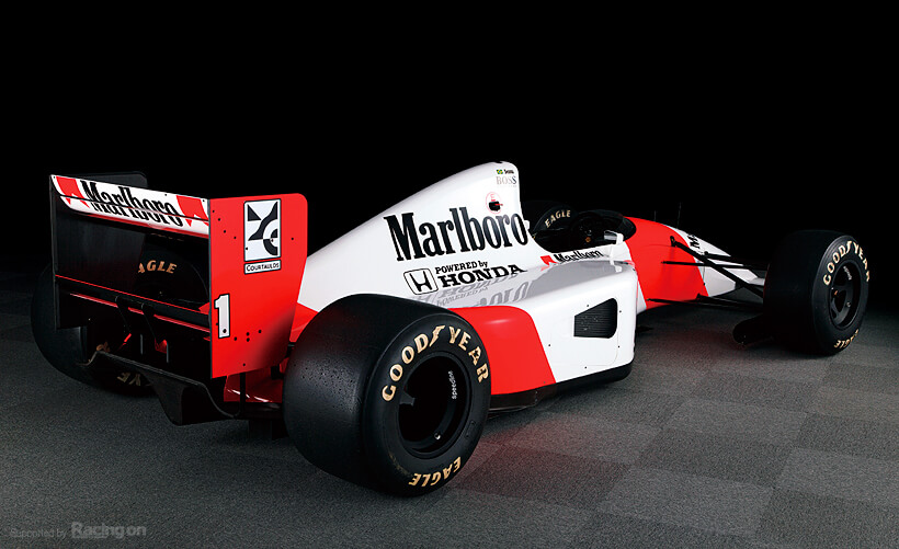 Rear design closely resembles the previous year’s title-winning MP4/6. The diffuser, with a clearly-visible gearbox-mount dimple, remained unchanged throughout the season.