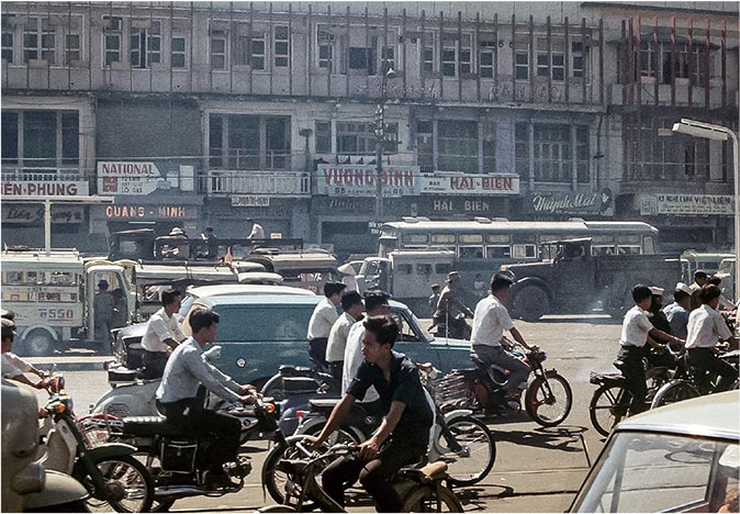 Urban traffic in Saigon (now Ho Chi Minh City), Vietnam (1970)