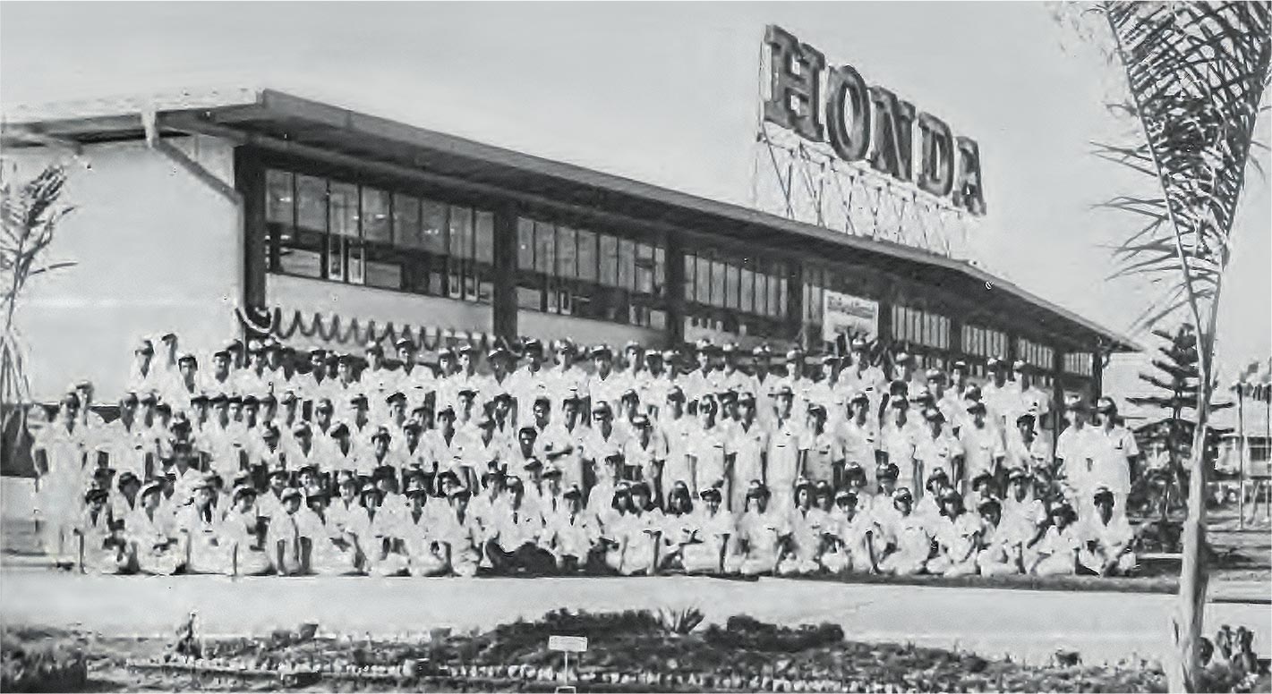 TH opening ceremony held in October 1967, with Mr. Soichiro Honda (front row, center)