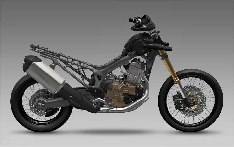 CRF frame tuned for rigidity balance with 6 engine mounts