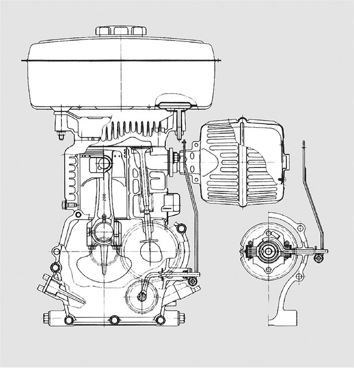 Structural drawing of ME engine G200