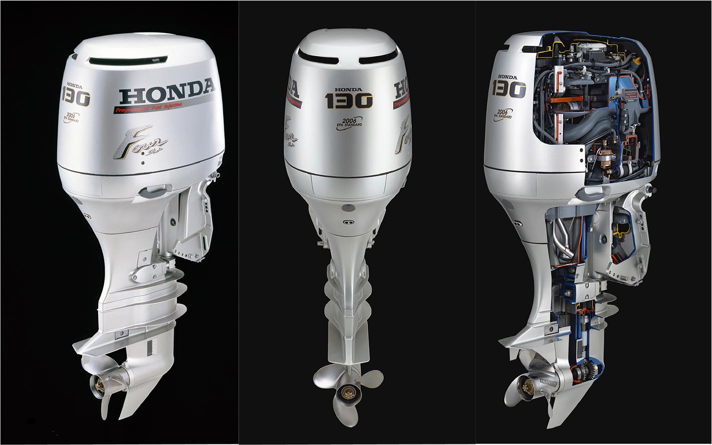 BF130 / BF115 was powered by Accord-based engines, and became the first large 4-stroke outboard engines with automobile PGM-FI technology.