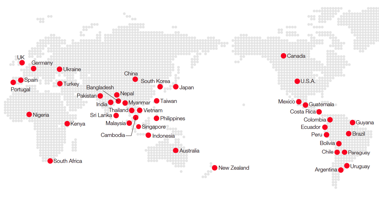 Countries and regions where safety promotion activities are conducted