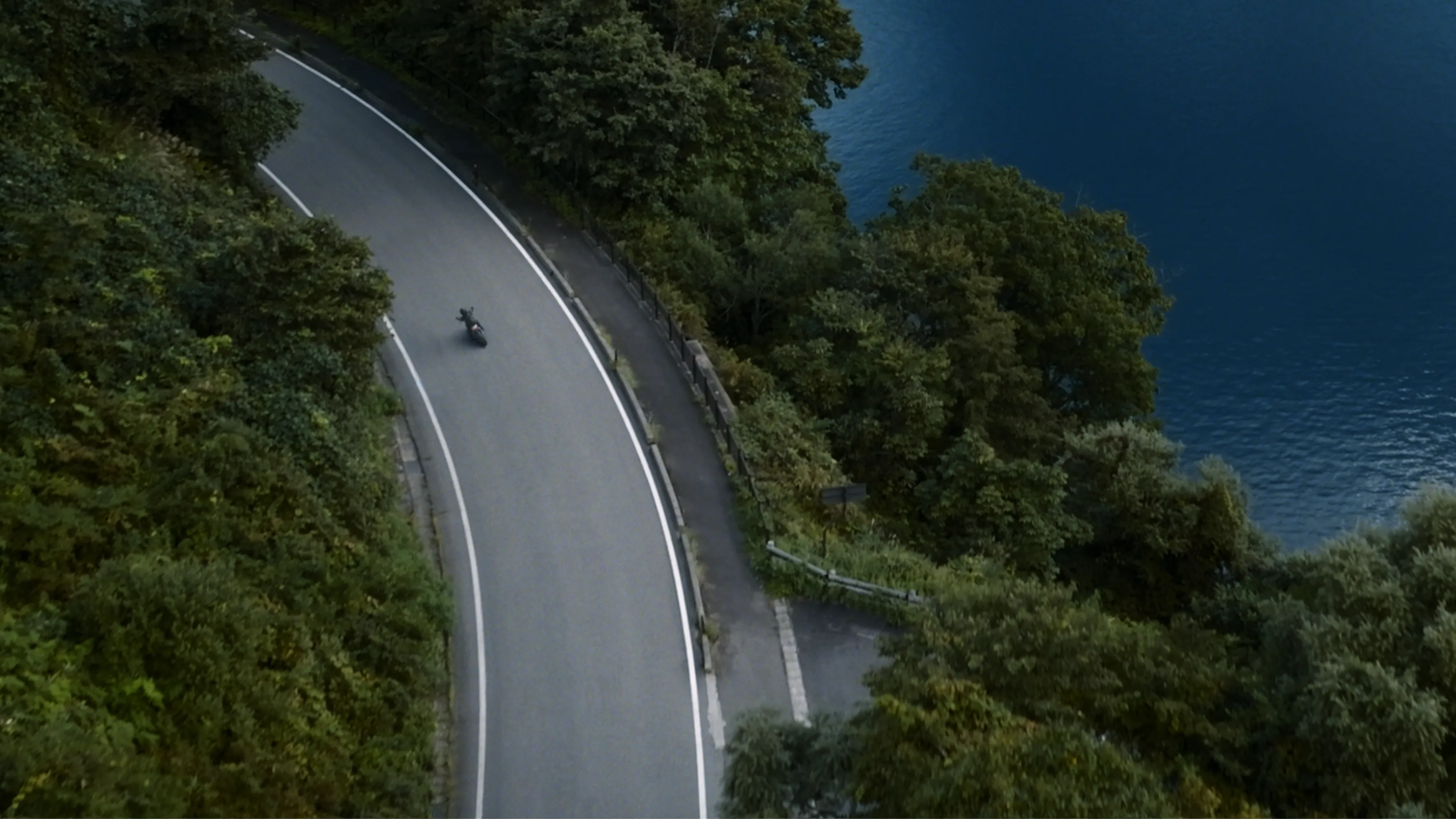 Aerial footage of motorcycles in motion