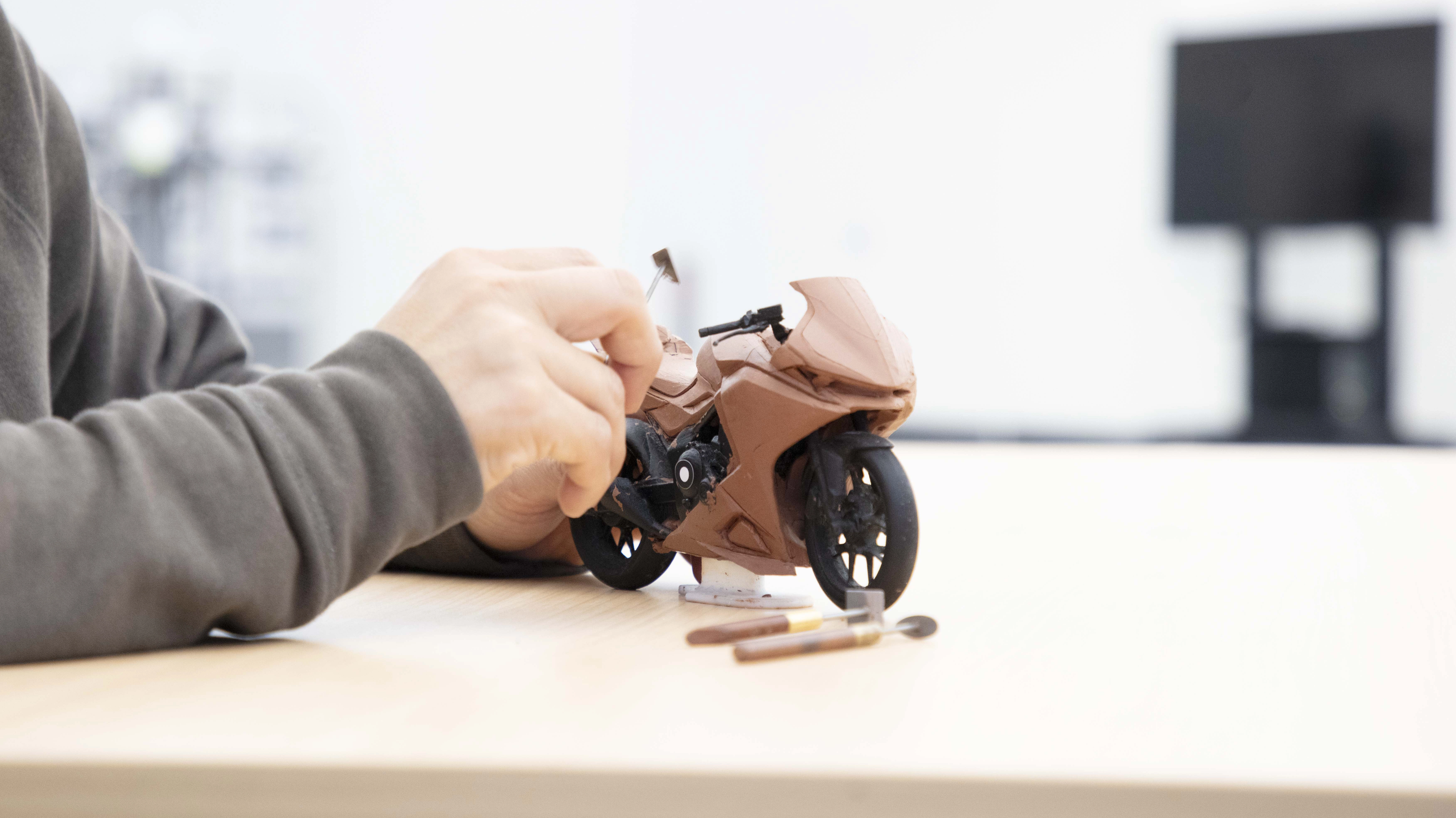 Clay model of the CBR400R FOUR E-Clutch Concept