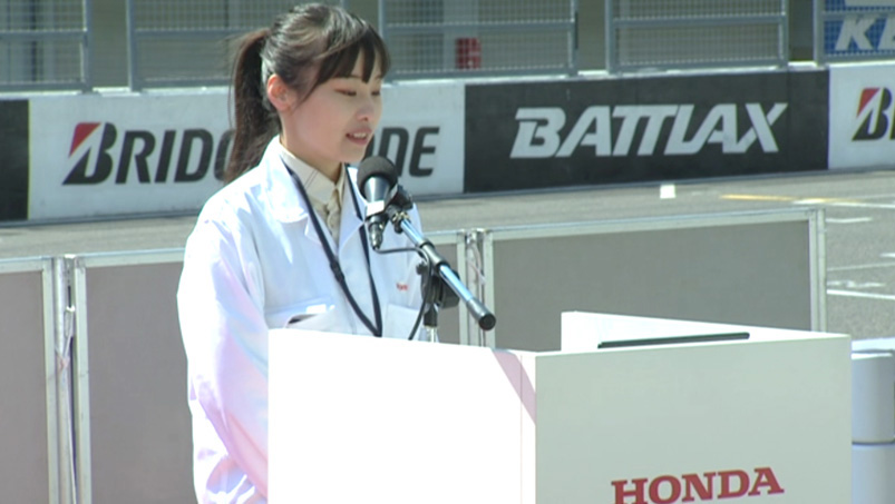 In her second year with Honda, Tao was selected as the MC for the entrance  ceremony in front of 1,350 new employees.