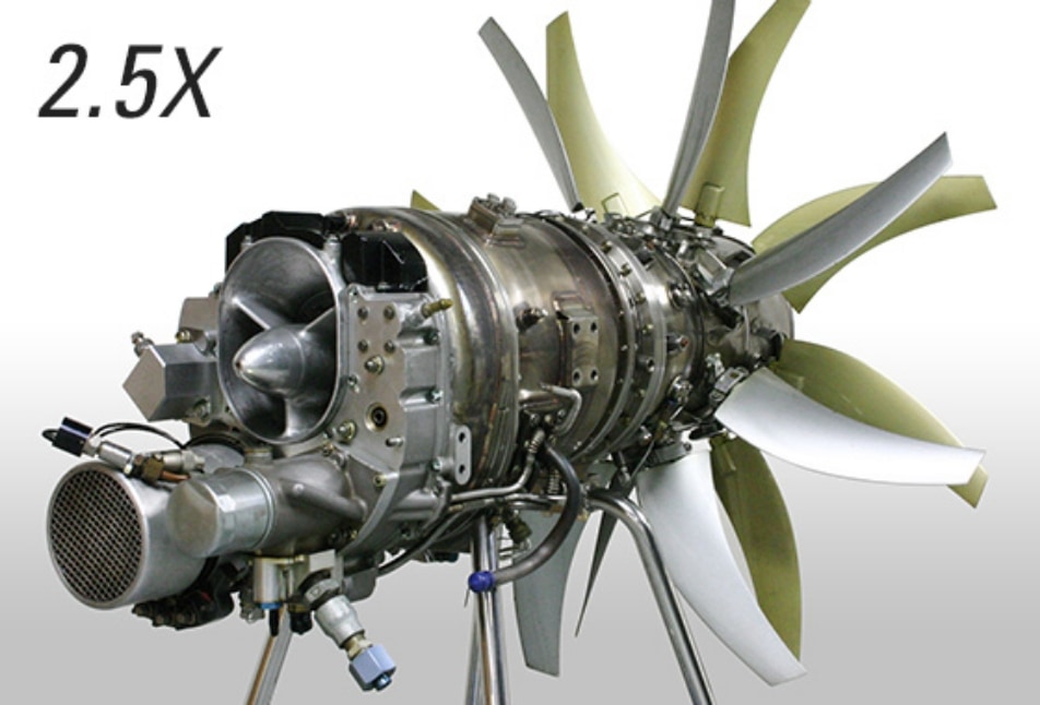 2.5X Advanced Turbo Prop Engine that enables counter-rotating propellers for improved efficiency.