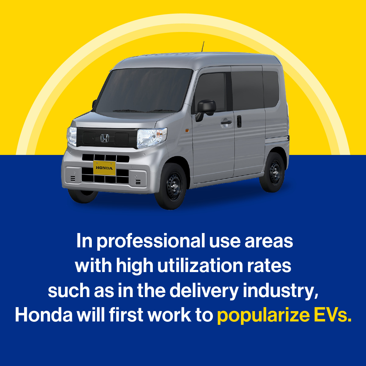 In Japan, from professional use areas, Honda will first work to popularize EVs