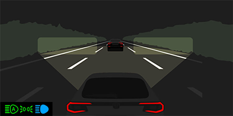 High beam (lower section) stays on in parts.