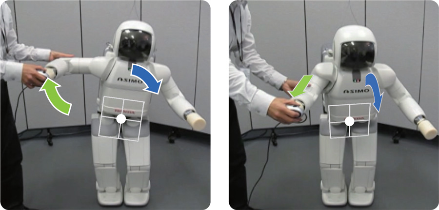 Arm/body cooperative control employed by ASIMO