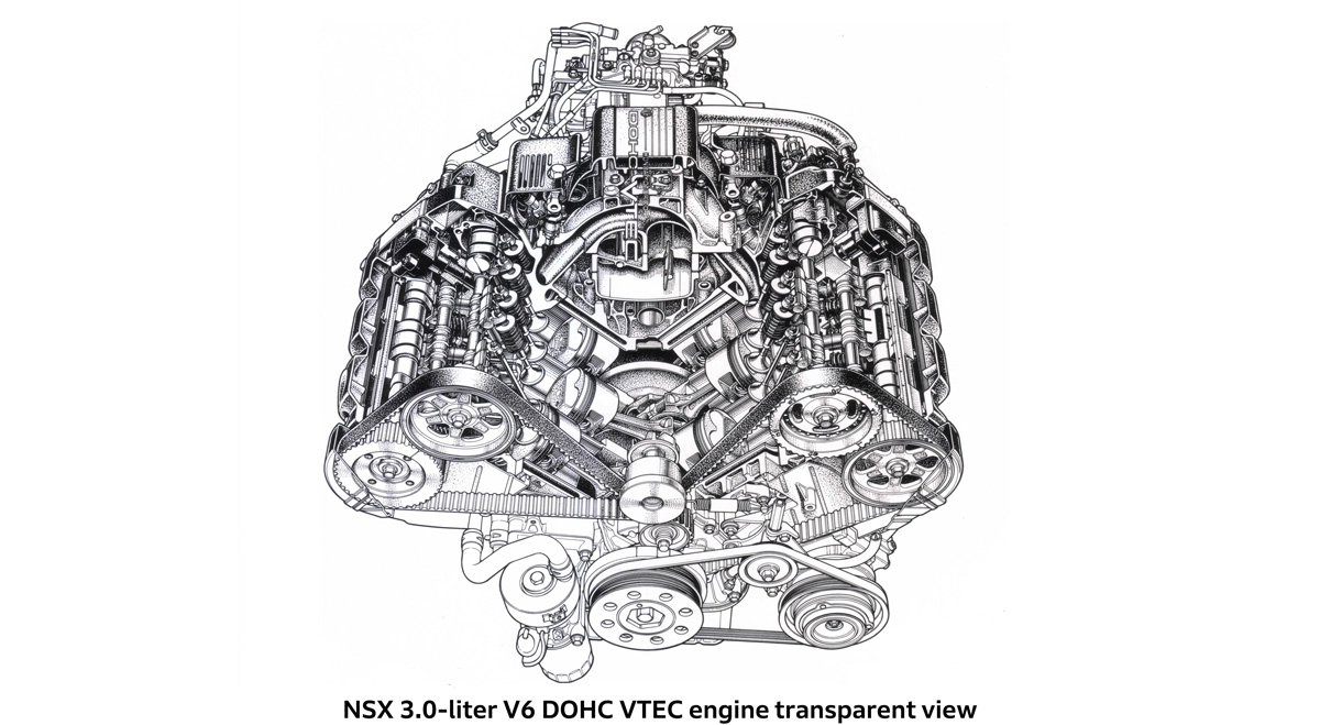 NSX 3.0-liter V6 DOHC VTEC engine transparent view