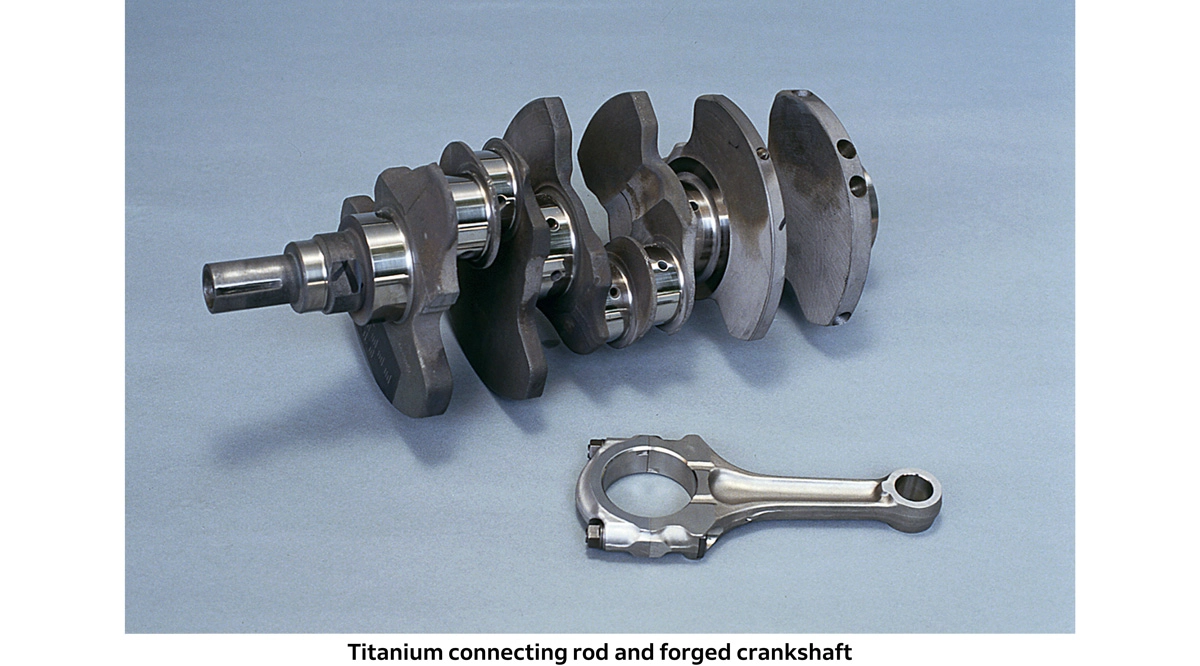 Titanium connecting rod and forged crankshaft