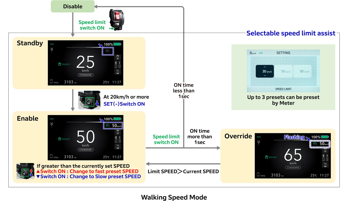 Selectable speed limit assist
