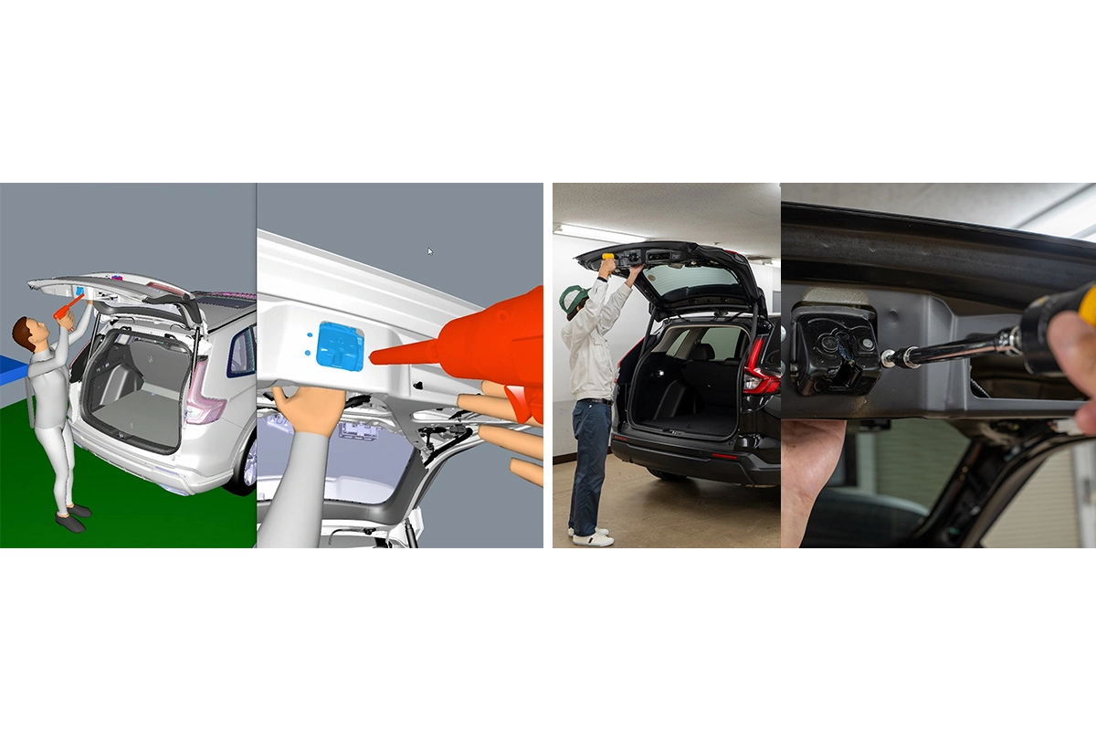 Comparison between use of XR and prototypes for verifying attachment of tailgate interior parts