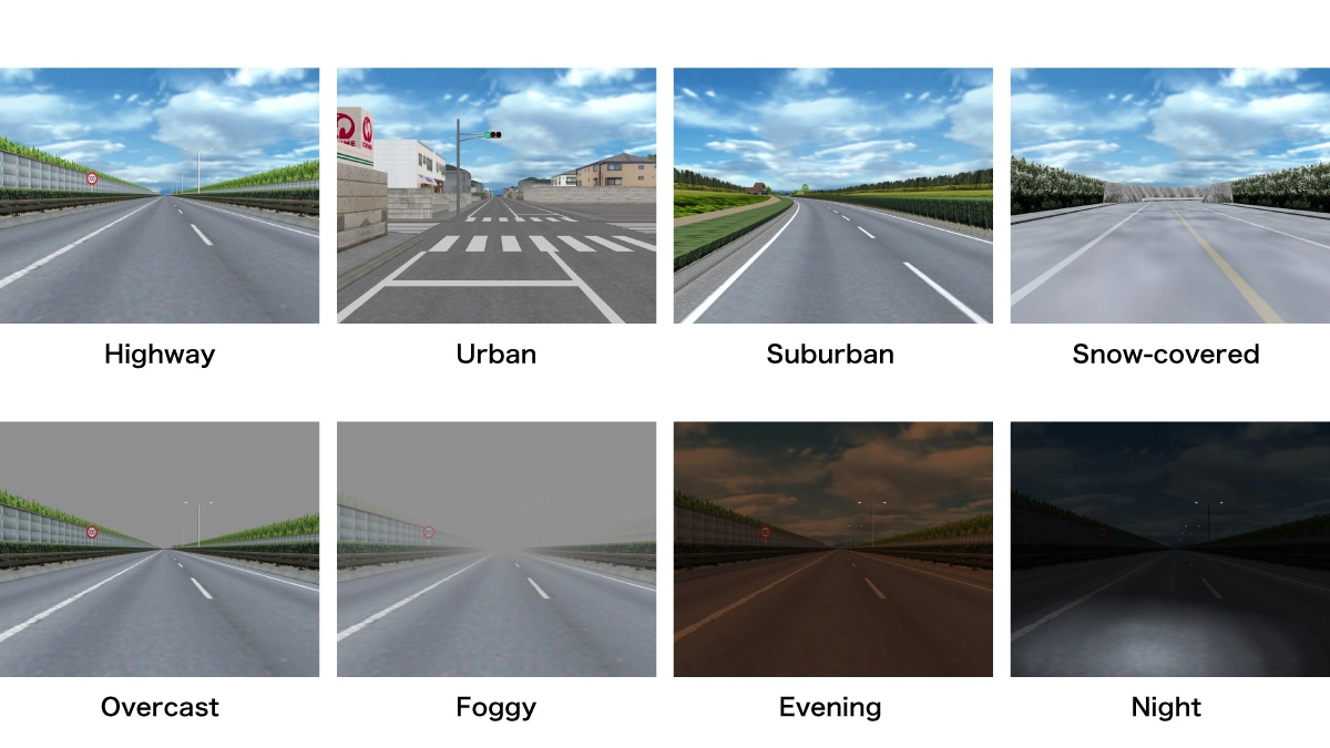 Examples of driving environments, weather conditions, and visibility conditions