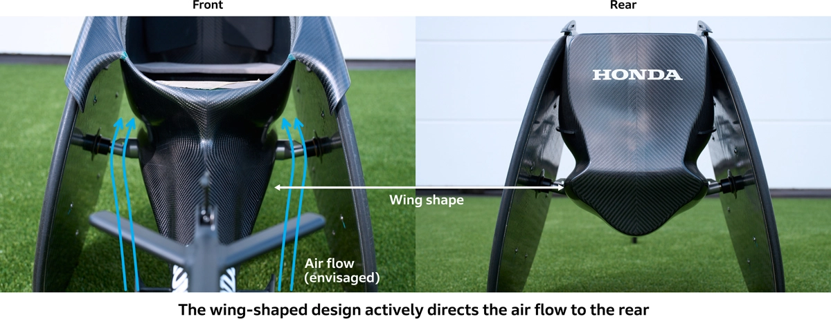 The wing-shaped design actively directs the air flow to the rear