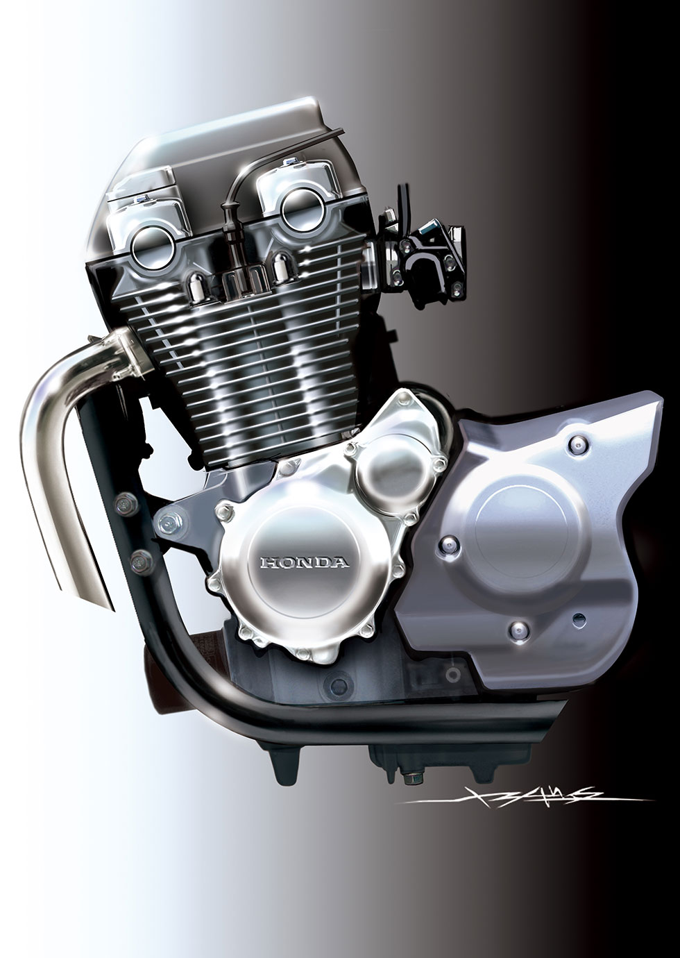 CB1100のエンジン部スケッチ