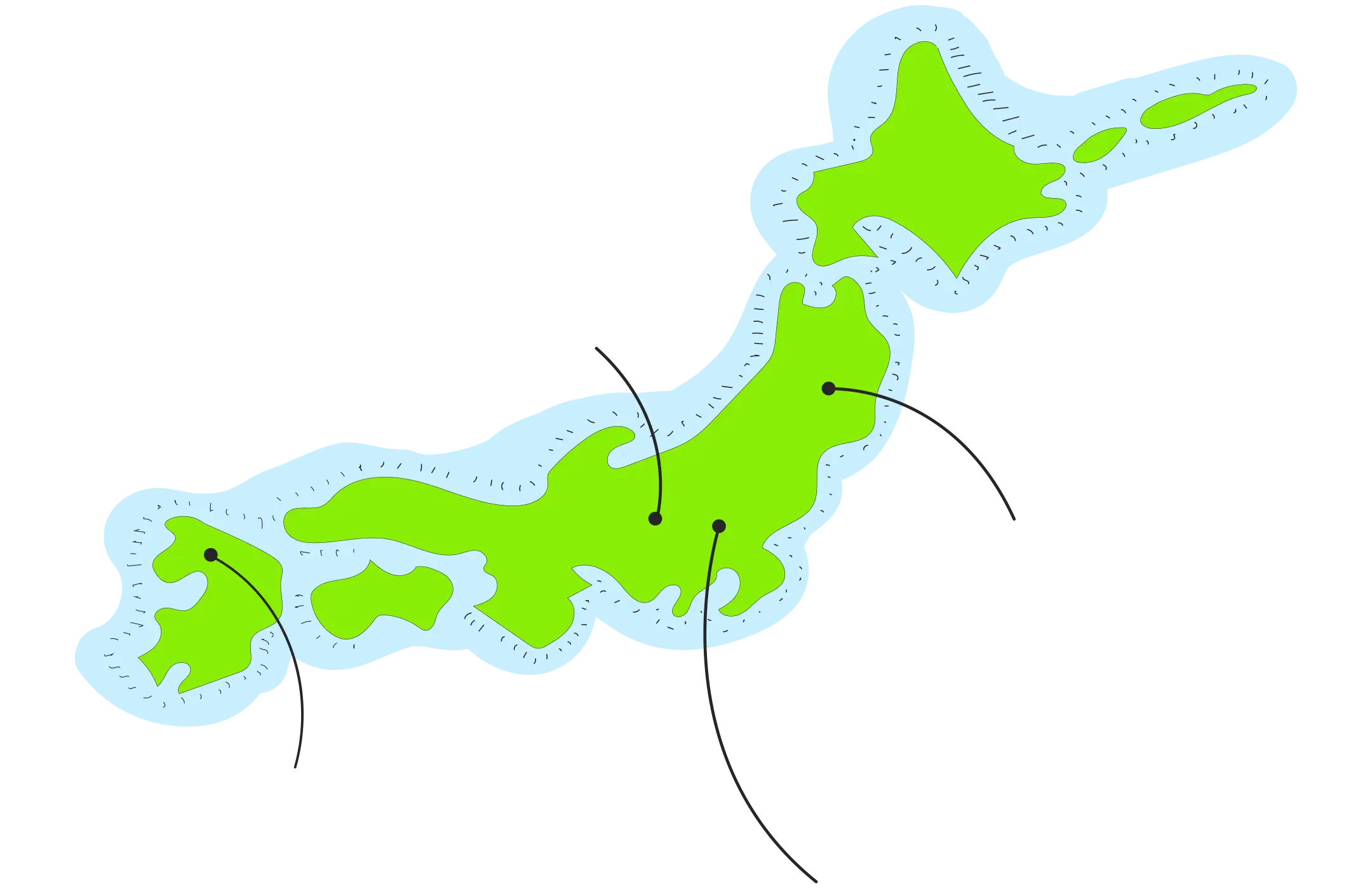 熱気球ホンダグランプリの開催地を紹介する日本地図