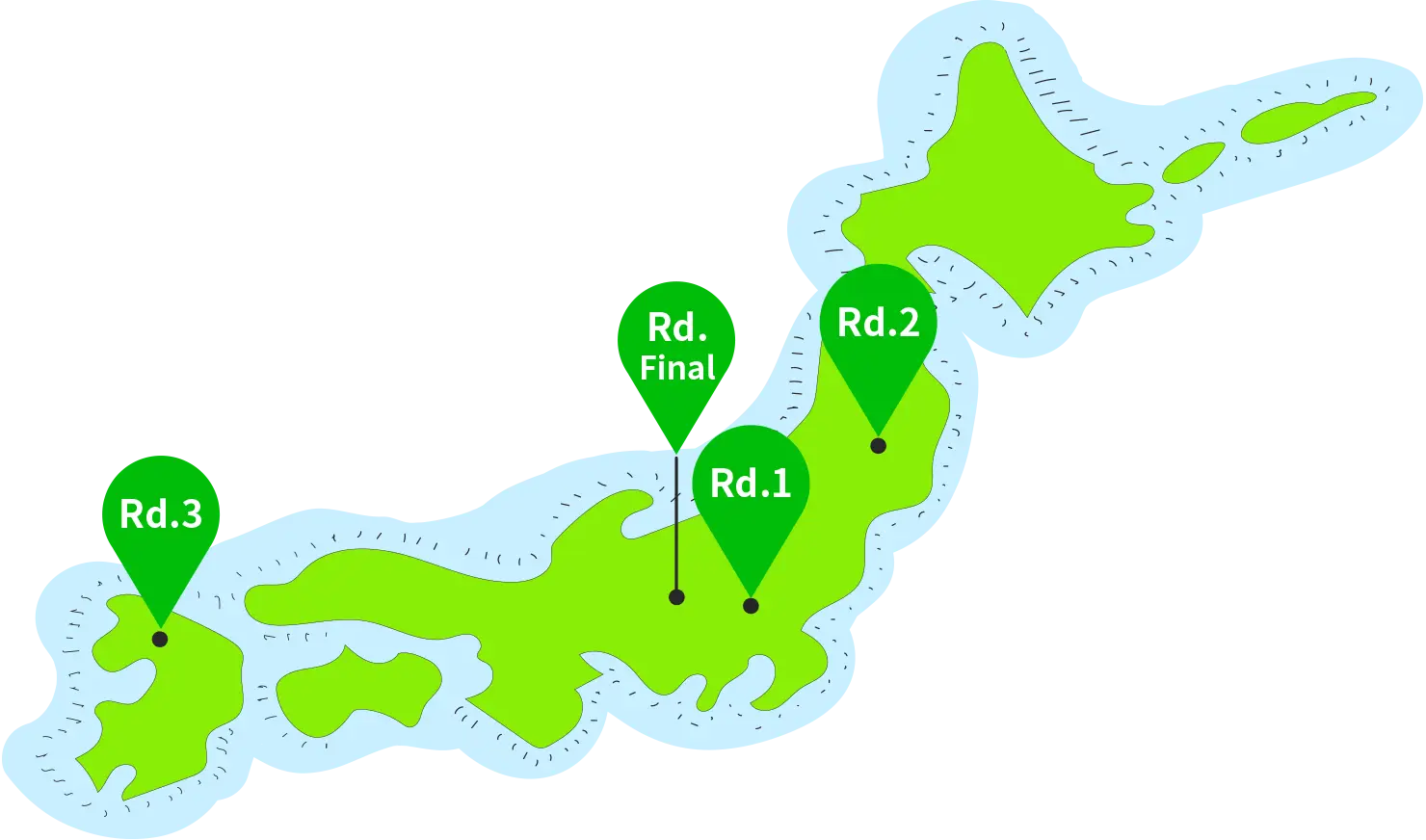 熱気球ホンダグランプリの開催地を紹介する日本地図