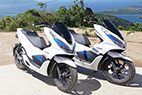 「Honda Mobile Power Pack」に蓄えた再生可能エネルギー由来の電気で走る「PCX ELECTRIC」。
