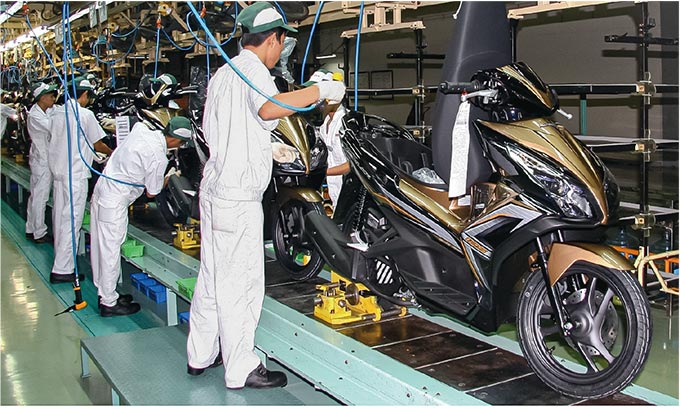 ホンダ・ベトナムの二輪車生産風景（2014年）