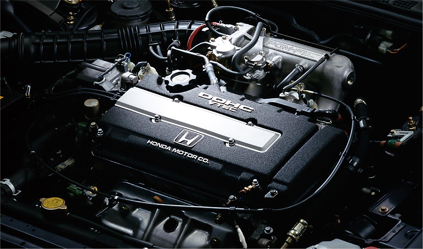 その後のホンダエンジンの基幹技術となった、可変バルブタイミングリフト機構VTECを搭載したB16A型エンジン　