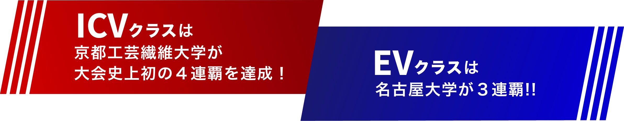 ICV クラスは京都工芸繊維大学が大会史上初の４連覇を達成！ EV クラスは名古屋大学が３連覇!!