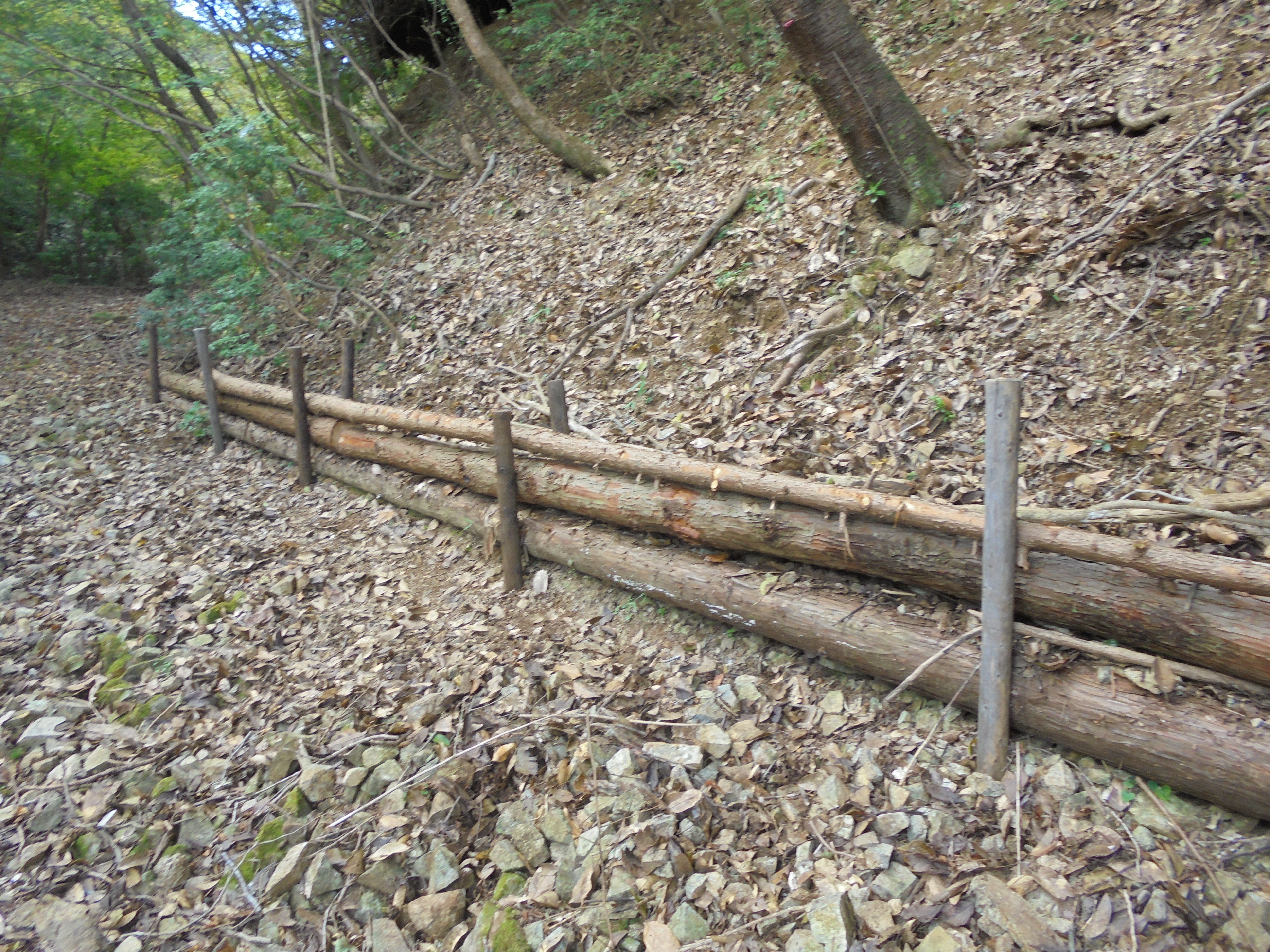 間伐材で作ったベンチ