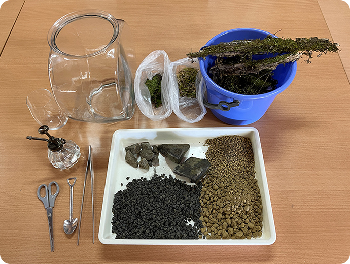 今回コケテラリウムづくりに用意したもの