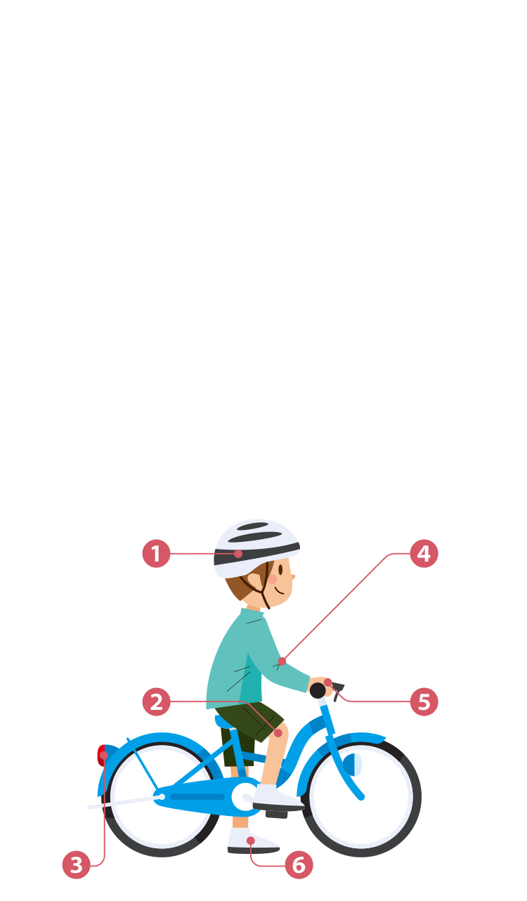 子供が自転車に乗るときの注意点を示すイラスト