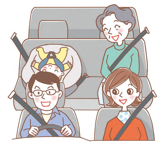 チャイルドシートはどの席に載せるかを紹介するイラスト