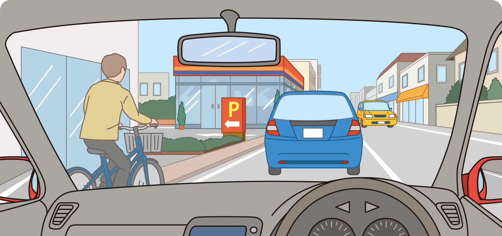 �O���Ԃɑ����đ��s���A�Ό��Ԑ��ɓX�܂̒��ԏ�ɓ��邽�߂ɉE�ܑ҂������Ă���N���}�����鎞�̃N���}���_�́y�C���X�g���z�C���X�g