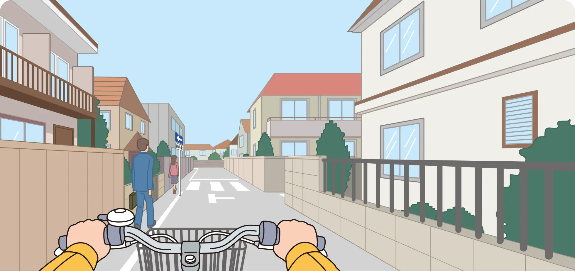 ���]�Ԃ���������ʍs�̐������H�ŁA�E���ɂ���H�n�̑O�𒼐i���鎞�̎��]�Ԏ��_�́y�C���X�g���z�C���X�g