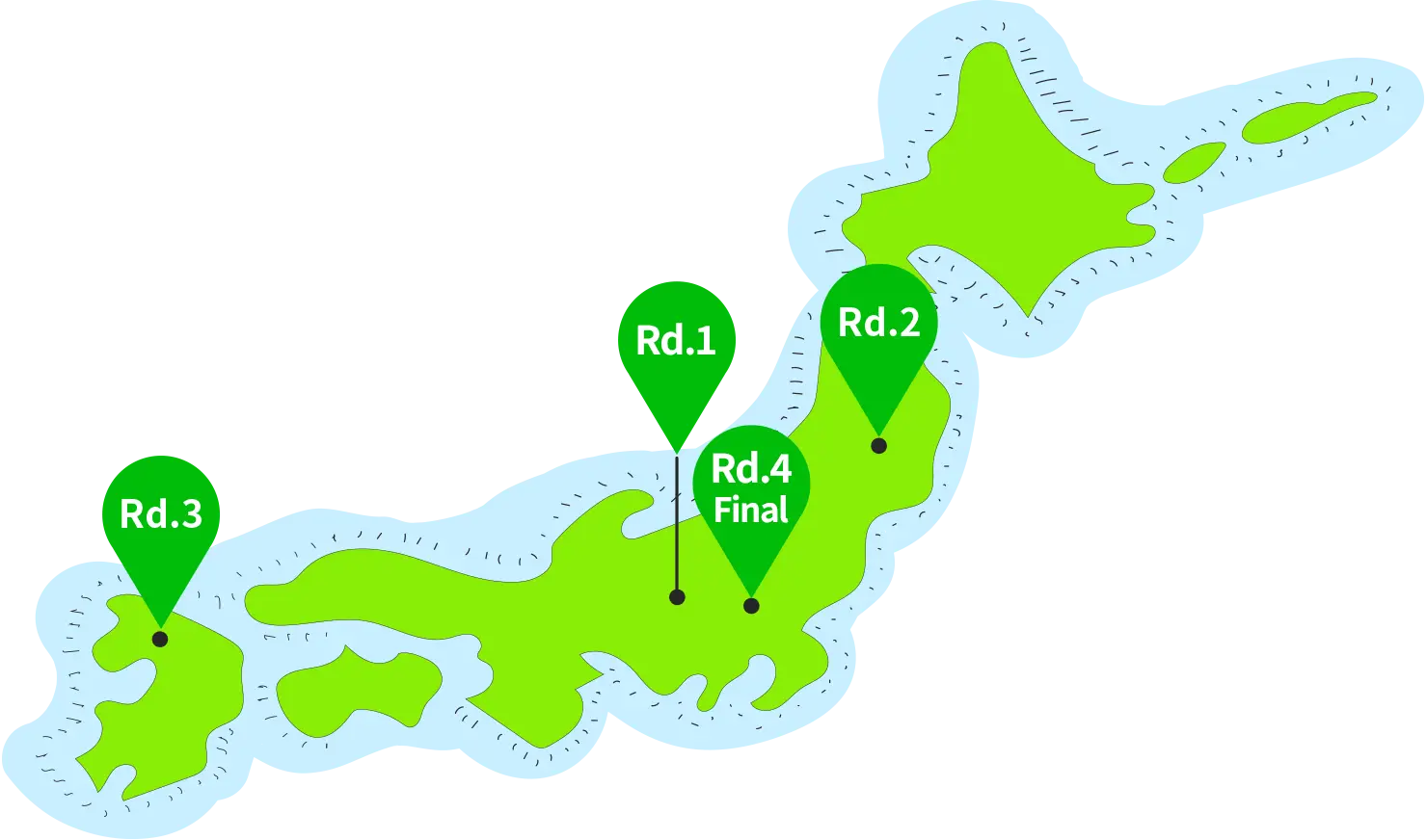 熱気球ホンダグランプリの開催地を紹介する日本地図