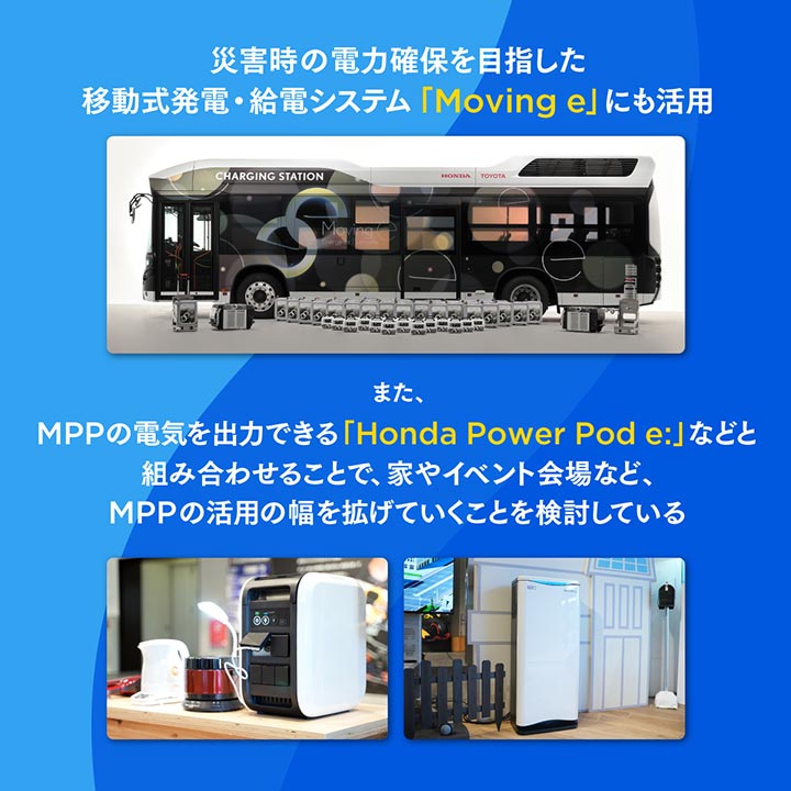 「Moving e」と「Honda Power Pod e:」でモバイルパワーパックの活用の場を拡げる