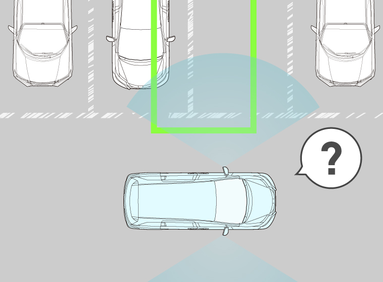 駐車枠を認識できない場合 ラインがかすれていたり、ロープ枠の場合には駐車枠を認識できません