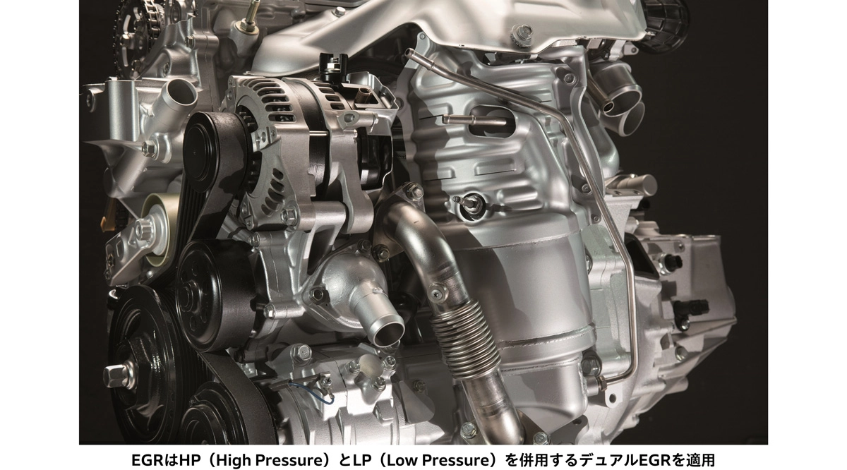 EGRはHP (High Pressure) とLP (Low Pressure)を併用するデュアルEGRを適用