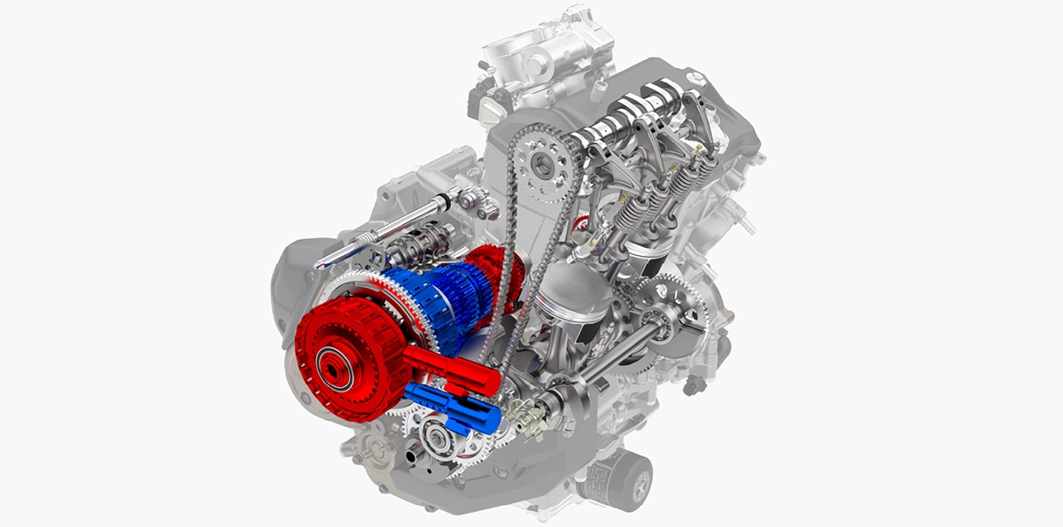 DCTを採用したCRF1000Lアフリカツインのエンジン透視図