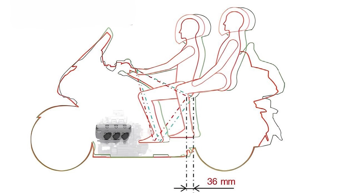 ライダーとパッセンジャーの着座位置が36mm前進