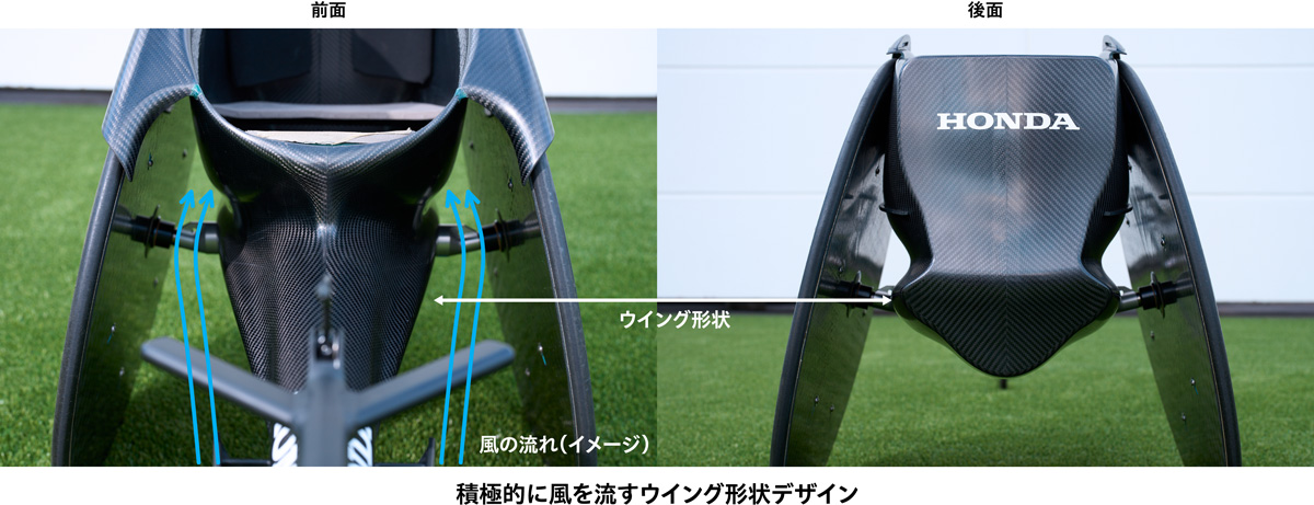 積極的に風を流すウイング形状デザイン